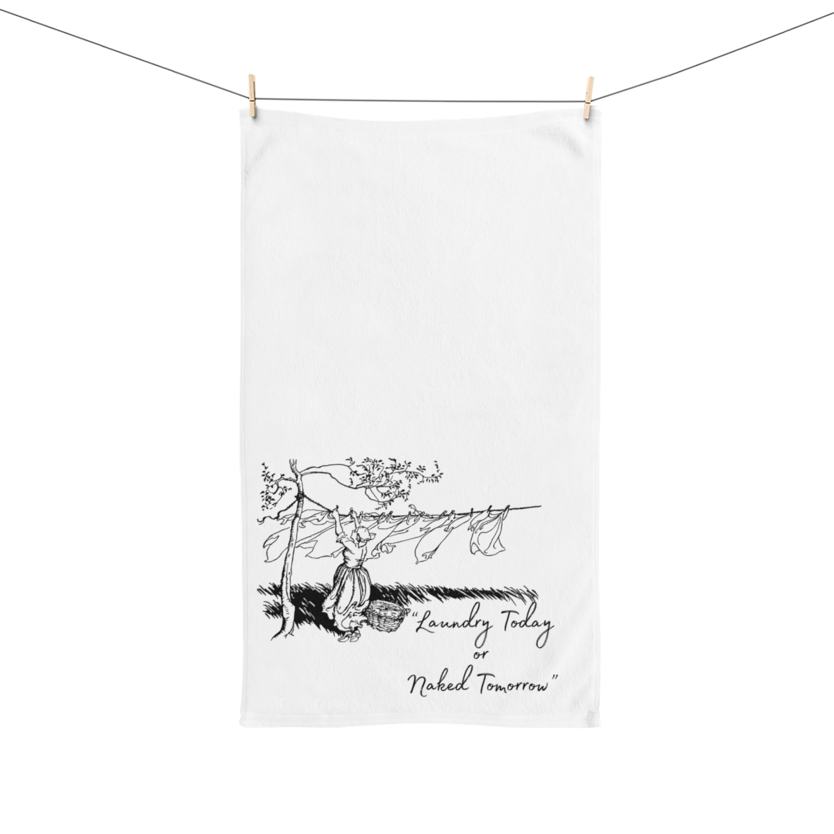 Charming Hand Towel with Vintage Laundry Design