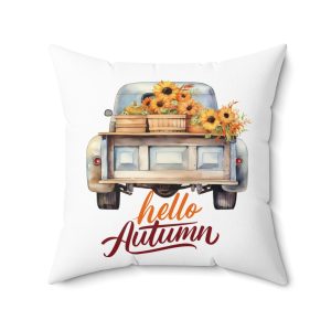 Rustic Farmhouse Autumn Floral Square Pillow